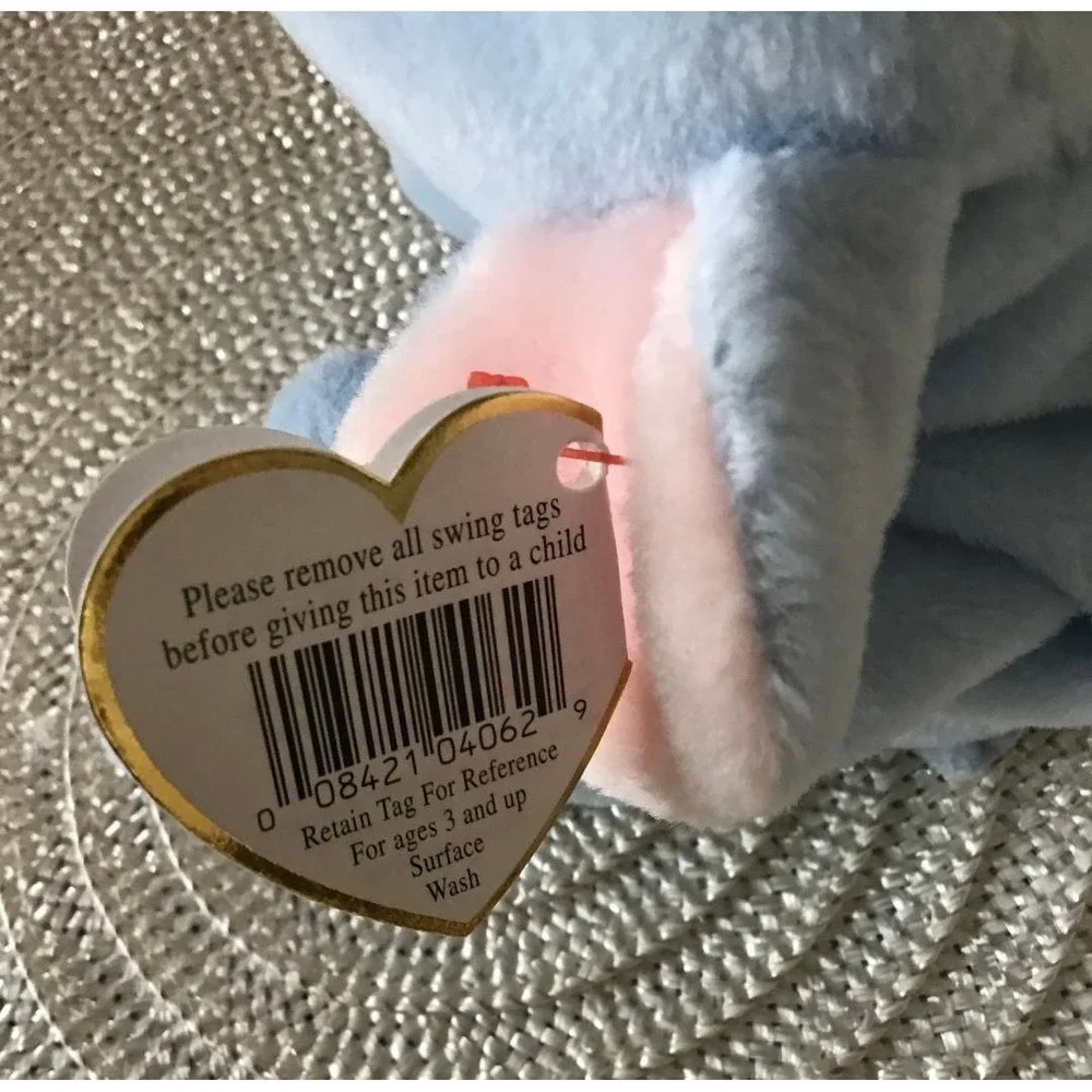Ty Beanie Babies 2 Peanut the Elephant Light Blue Plush Vintage 1995 Collectible